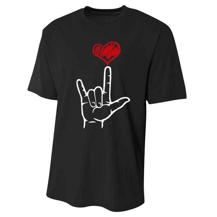 ASL I Love You Hand Heart American Sign Language Performance Sprint T-Shirt