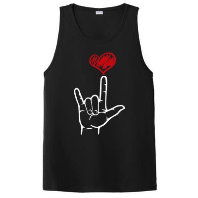 ASL I Love You Hand Heart American Sign Language PosiCharge Competitor Tank