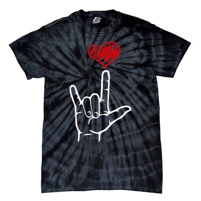 ASL I Love You Hand Heart American Sign Language Tie-Dye T-Shirt