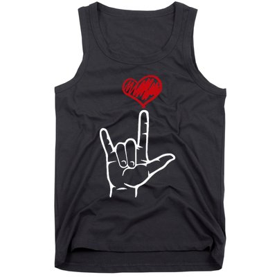 ASL I Love You Hand Heart American Sign Language Tank Top