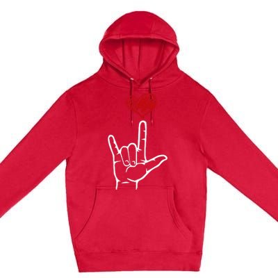 ASL I Love You Hand Heart American Sign Language Premium Pullover Hoodie