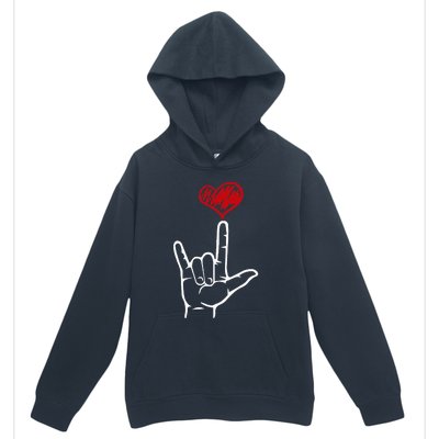 ASL I Love You Hand Heart American Sign Language Urban Pullover Hoodie