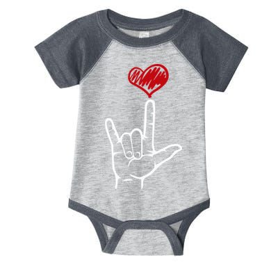 ASL I Love You Hand Heart American Sign Language Infant Baby Jersey Bodysuit