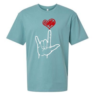 ASL I Love You Hand Heart American Sign Language Sueded Cloud Jersey T-Shirt