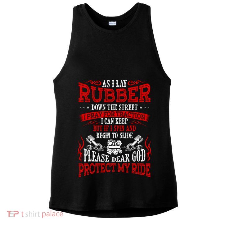 As I Lay Rubber Down The Street Bikers Love Racing Ladies PosiCharge Tri-Blend Wicking Tank