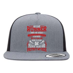 As I Lay Rubber Down The Street Bikers Love Racing Flat Bill Trucker Hat