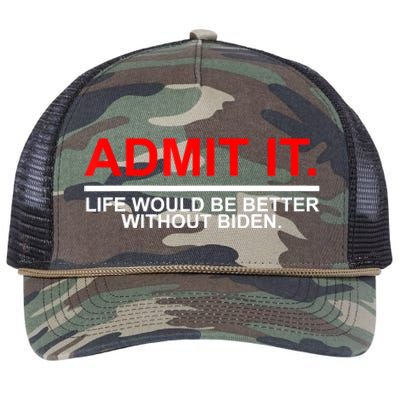 Admit It Life Would Be Better Without Biden Apparel Retro Rope Trucker Hat Cap