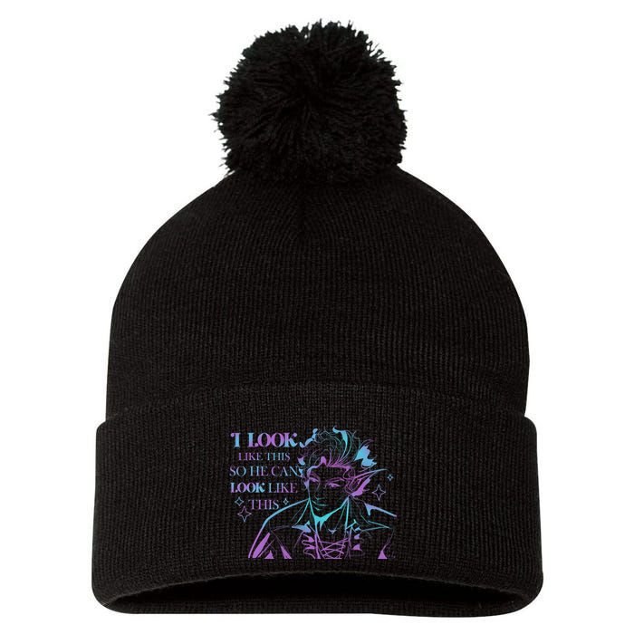 Astarion I Look Like This So He Can Look Like This Astarion BaldurS Gate 3 Pom Pom 12in Knit Beanie