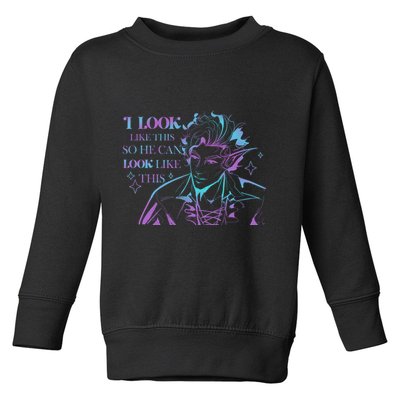 Astarion I Look Like This So He Can Look Like This Astarion BaldurS Gate 3 Toddler Sweatshirt