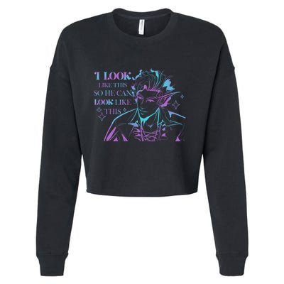 Astarion I Look Like This So He Can Look Like This Astarion BaldurS Gate 3 Cropped Pullover Crew