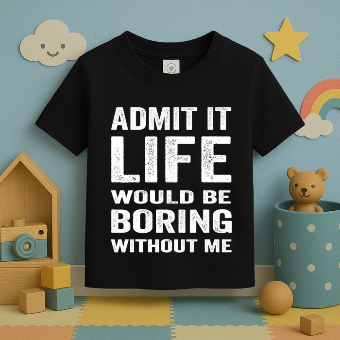 Admit It Life Would Be Boring Without Me Funny Saying Toddler T-Shirt