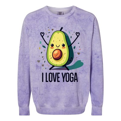 Avocado I Love Yoga Colorblast Crewneck Sweatshirt