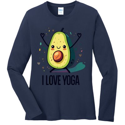 Avocado I Love Yoga Ladies Long Sleeve Shirt