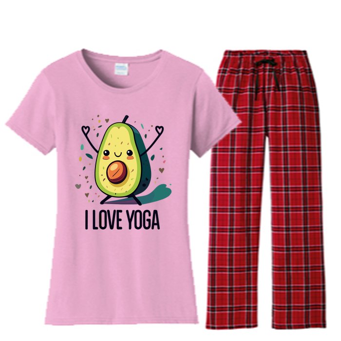 Avocado I Love Yoga Women's Flannel Pajama Set