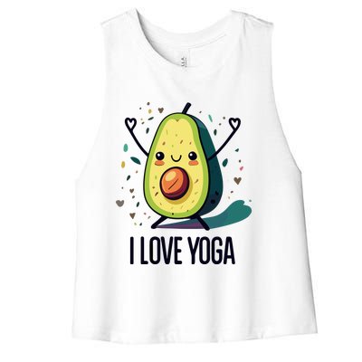 Avocado I Love Yoga Women's Racerback Cropped Tank