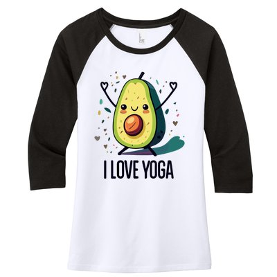 Avocado I Love Yoga Women's Tri-Blend 3/4-Sleeve Raglan Shirt