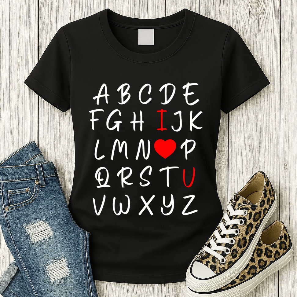 Alphabet I Love You Womens T-Shirt