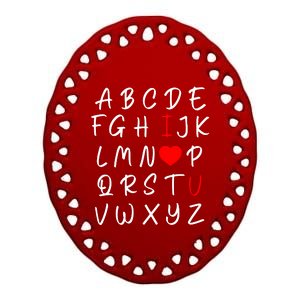 Alphabet I Love You Ceramic Oval Ornament