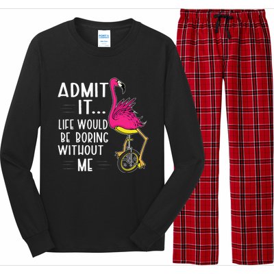 Admit It Life Would Be Boring Without Me Funny Bike Flamingo Long Sleeve Pajama Set