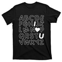 ABC I Love You Alphabet Teachers Day Valentines Day Heart T-Shirt