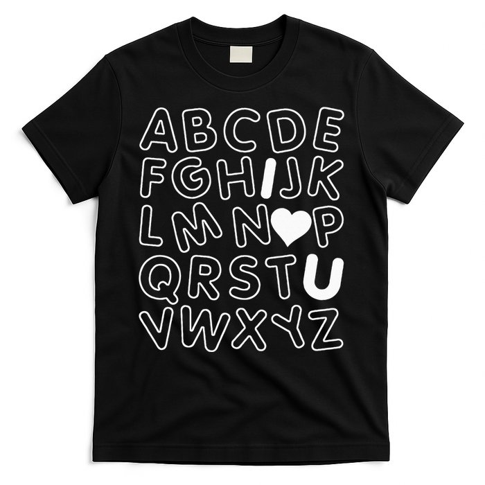 ABC I Love You Alphabet Teachers Day Valentines Day Heart T-Shirt