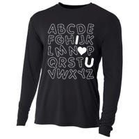 ABC I Love You Alphabet Teachers Day Valentines Day Heart Cooling Performance Long Sleeve Crew