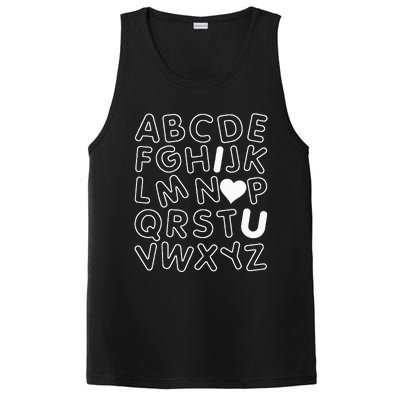 ABC I Love You Alphabet Teachers Day Valentines Day Heart PosiCharge Competitor Tank