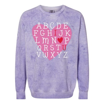 ABC I Love You Valentines Day Heart Gift Colorblast Crewneck Sweatshirt