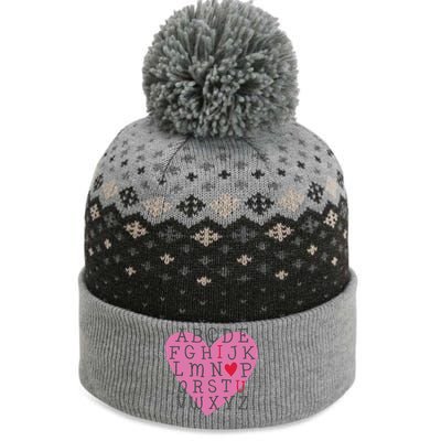 ABC I Love You Valentines Day Heart Gift The Baniff Cuffed Pom Beanie