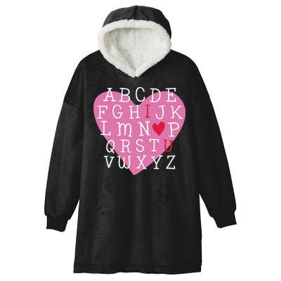 ABC I Love You Valentines Day Heart Gift Hooded Wearable Blanket