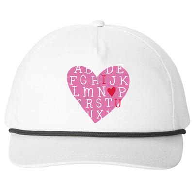 ABC I Love You Valentines Day Heart Gift Snapback Five-Panel Rope Hat