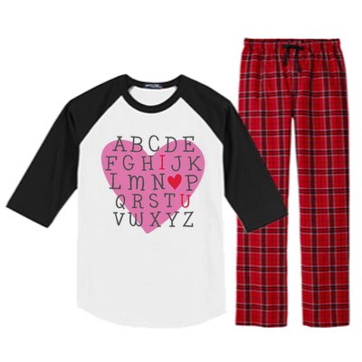 ABC I Love You Valentines Day Heart Gift Raglan Sleeve Pajama Set