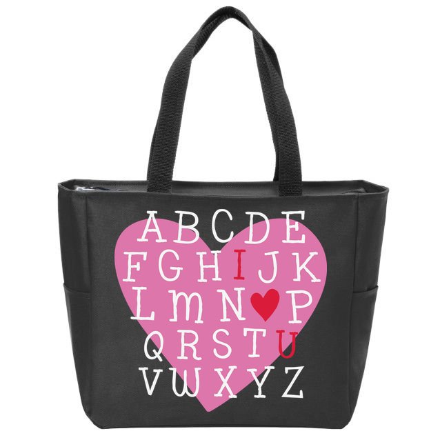 ABC I Love You Valentines Day Heart Gift Zip Tote Bag