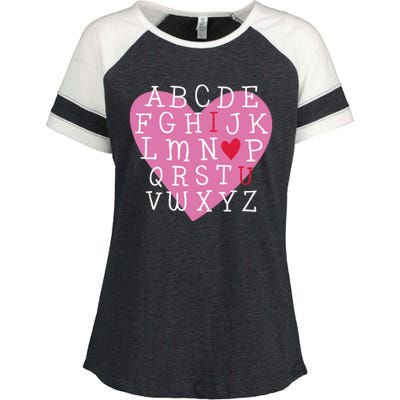 ABC I Love You Valentines Day Heart Gift Enza Ladies Jersey Colorblock Tee