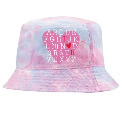 ABC I Love You Valentines Day Heart Gift Tie-Dyed Bucket Hat