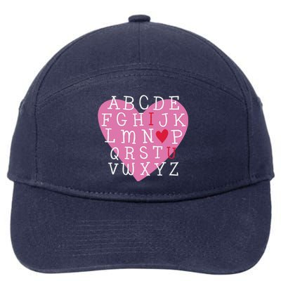 ABC I Love You Valentines Day Heart Gift 7-Panel Snapback Hat