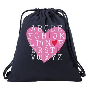 ABC I Love You Valentines Day Heart Gift Drawstring Bag