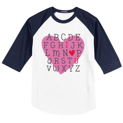 ABC I Love You Valentines Day Heart Gift Baseball Sleeve Shirt