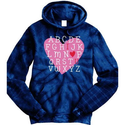 ABC I Love You Valentines Day Heart Gift Tie Dye Hoodie