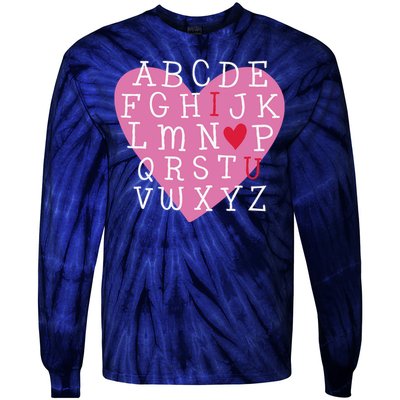 ABC I Love You Valentines Day Heart Gift Tie-Dye Long Sleeve Shirt