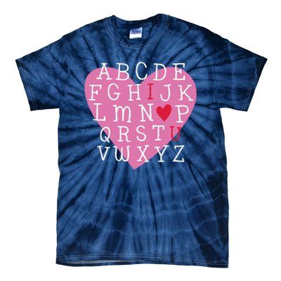 ABC I Love You Valentines Day Heart Gift Tie-Dye T-Shirt