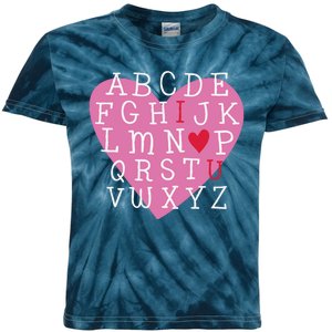 ABC I Love You Valentines Day Heart Gift Kids Tie-Dye T-Shirt