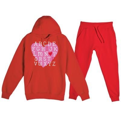 ABC I Love You Valentines Day Heart Gift Premium Hooded Sweatsuit Set