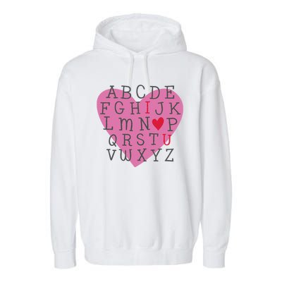 ABC I Love You Valentines Day Heart Gift Garment-Dyed Fleece Hoodie