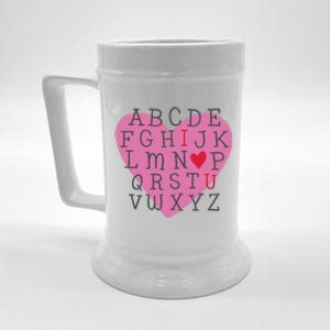 ABC I Love You Valentines Day Heart Gift Beer Stein