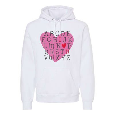 ABC I Love You Valentines Day Heart Gift Premium Hoodie