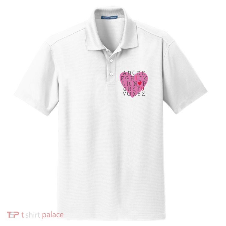 ABC I Love You Valentines Day Heart Gift Dry Zone Grid Polo