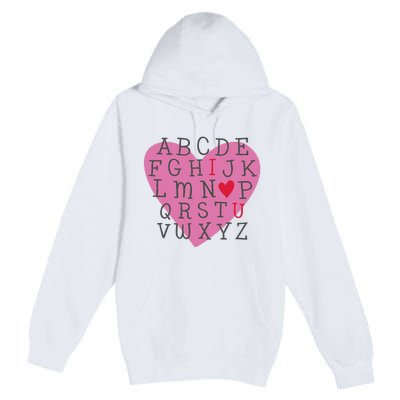 ABC I Love You Valentines Day Heart Gift Premium Pullover Hoodie