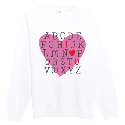 ABC I Love You Valentines Day Heart Gift Premium Crewneck Sweatshirt