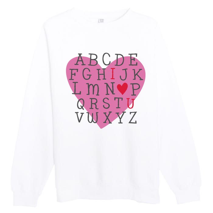 ABC I Love You Valentines Day Heart Gift Premium Crewneck Sweatshirt